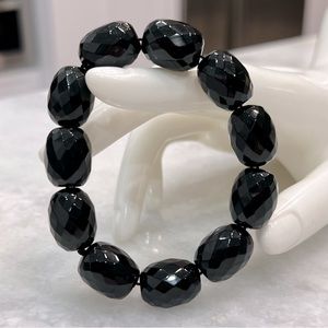 Black Agate Beaded Stretch Bracelet
